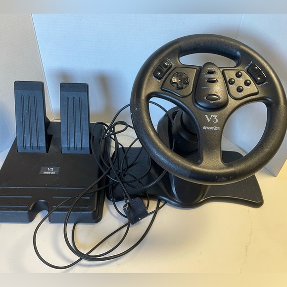 InterAct PlayStation PS1 PS2 V3 RACING Game Steering Wheel Gas Brake Pedal - Picture 1 of 3